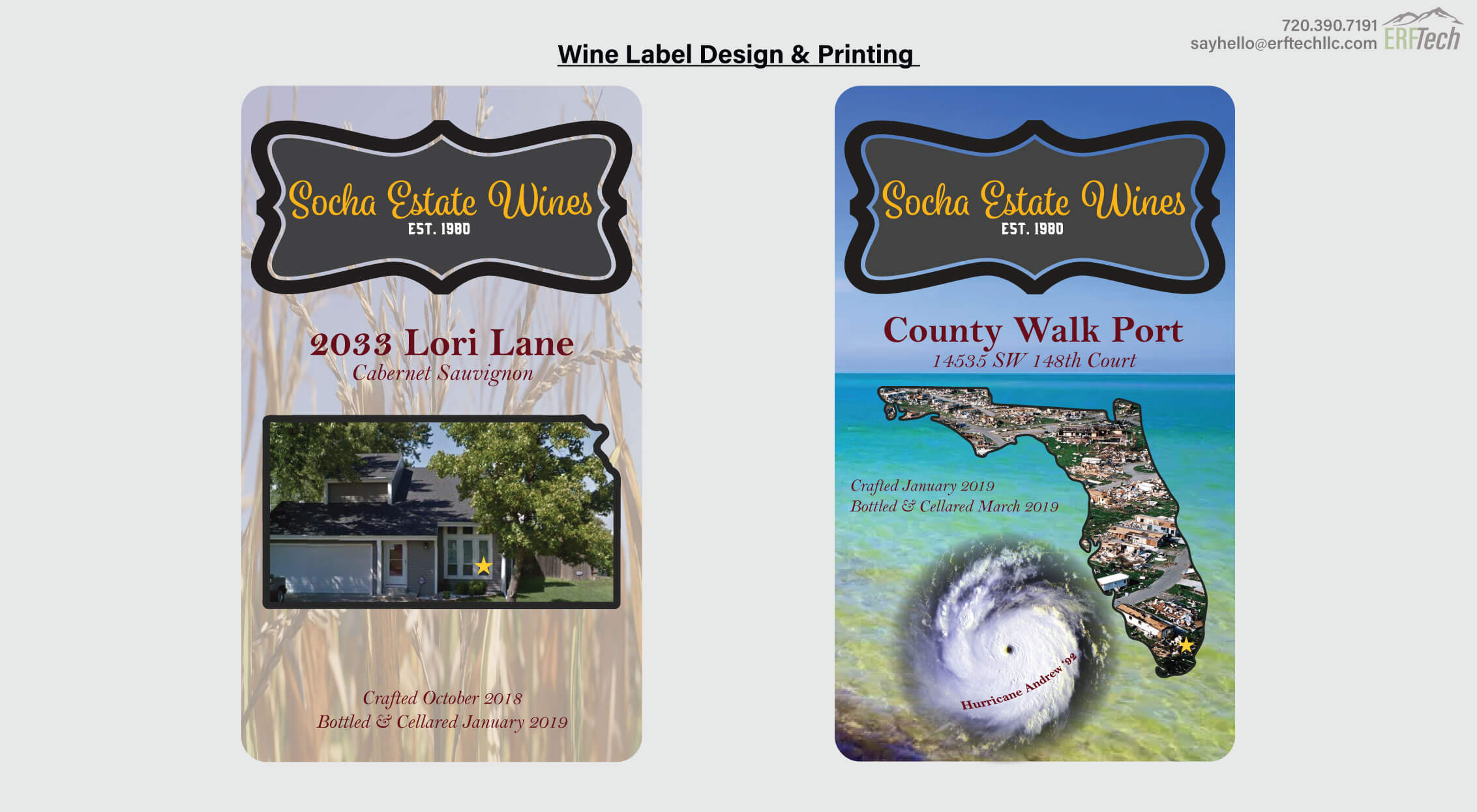Wine Label Design & Print for Socha Estate Wine in Littleton, CO